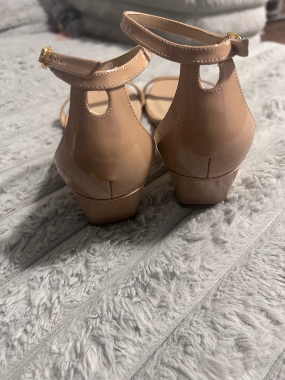 Stuart Weitzman Nude Patent Ankle-Strap Heels - Picture 4 of 6